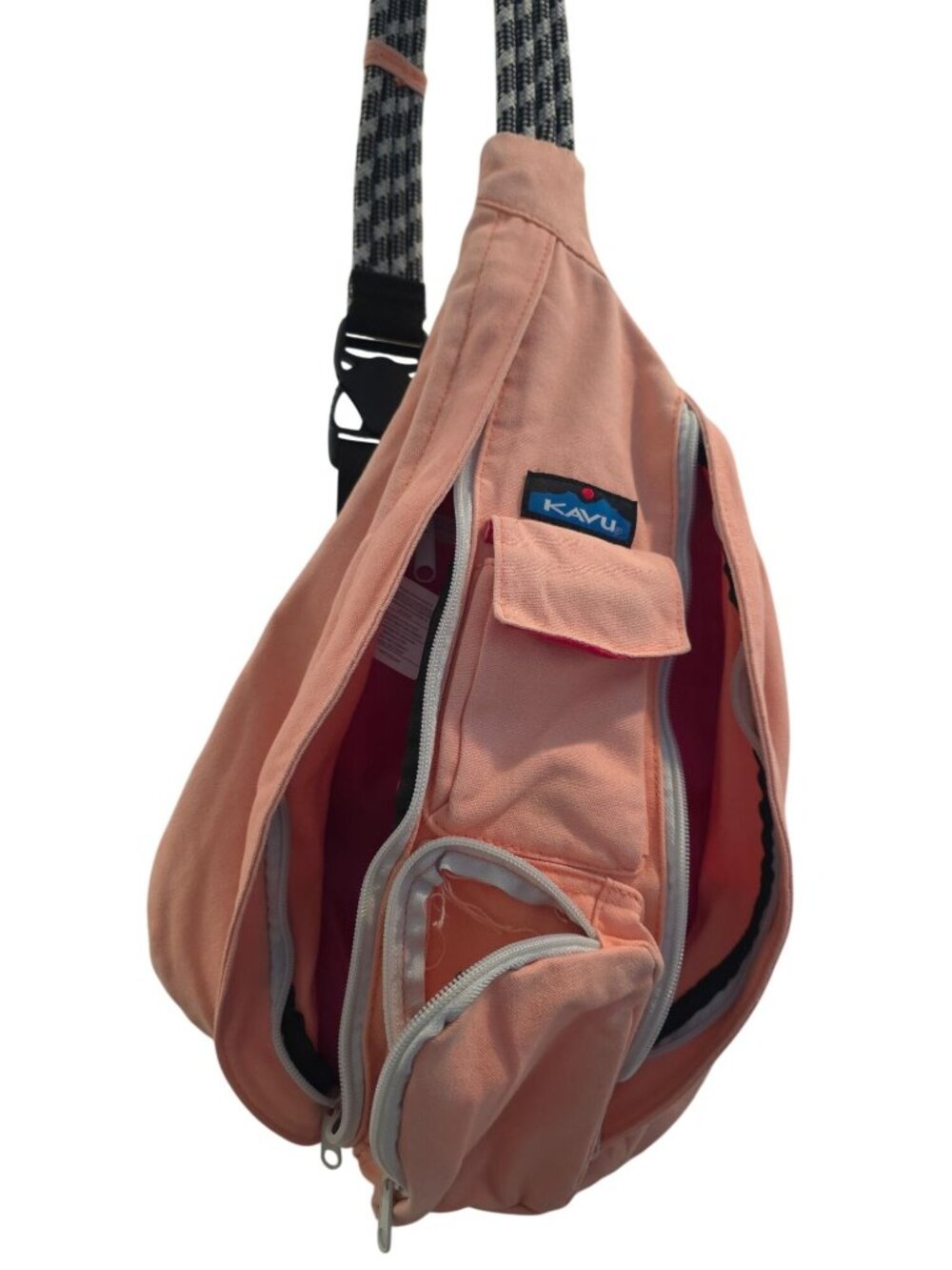 Kavu Peach Rope Sling Bag Shoulder Crossbody Adjustable Strap Lightweight - Picture 5 of 11